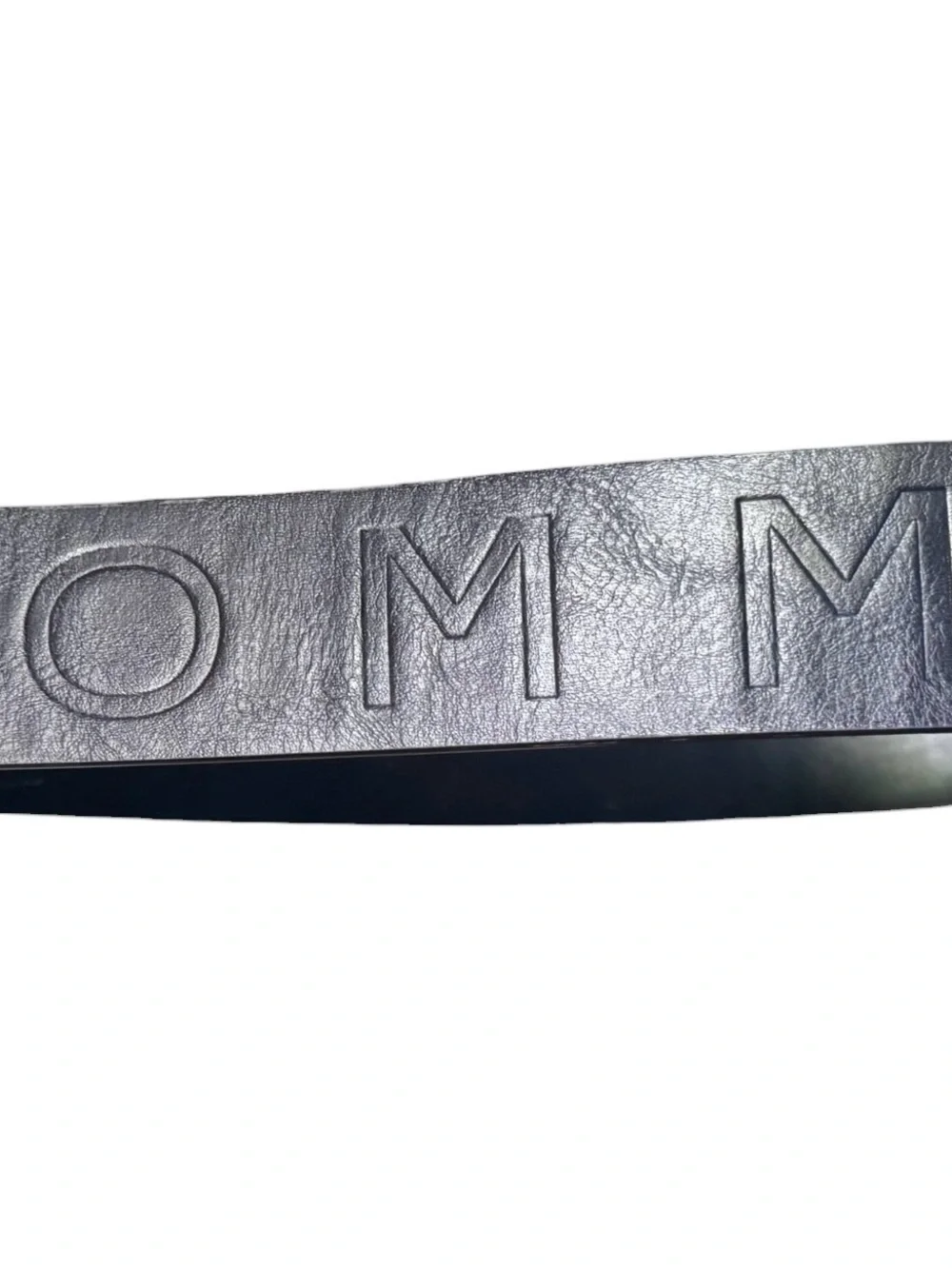 Tommy Hilfiger Men’s Blue Embossed Logo Belt Size M 34-36 Silver Buckle